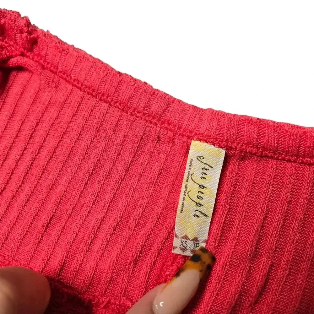 Free People Waffle Knit‎ Long Sleeve Top  SIZE XS